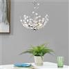 lux.pro Lampadario con Paralume in Metallo con Cristalli Artificiali Lampada a Sospensione con Cavo Regolabile Altezza 124 cm - Colore Cromo