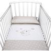baby idea Babysanity Piumino Lettino Neonato Ricamato Completo Federa e Copripiumino e Lenzuolino con Angoli Sfoderabile Senza Paracolpi Lettino - Made in Italy- (Little Star Beige)