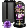 Maverton Rosa Stabilizzata con LED Personalizzata - Rosa Eterna nella Cupola di Vetro - Regalo Donna Compleanno Mamma Nonna Fidanzata Maestra - Regalo Anniversario Matrimonio