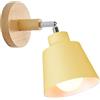 TOKIUS Lampade da Parete Vintage Applique da parete Interno Moderno Applique in Metallo e Legno Lampadari e Plafoniere regolabile E27 Luce da Camera da Letto Soggiorno (1 pezzo, Giallo chiaro)