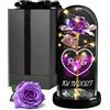Maverton Rosa Stabilizzata con LED Personalizzata - Rosa Eterna nella Cupola di Vetro - Regalo Fidanzato Fidanzata Coppia - Regalo Anniversario Matrimonio Personalizzato con Dedica Incisa