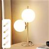ZMH lampada da tavolo soggiorno moderno - lampada da tavolo vintage 2 | fiamma oro metallo design bianco palla di vetro lampada da comodino con 4 4W E27 2700K lampadina per camera da letto ufficio
