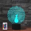 SUPERHONGJIHAO Luce notturna per bambini 3D Pavone Led Lampada con Telecomando 16 Cambiare Colore Regalo di Compleanno di Natale per il Bambino