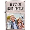 Generico Accendino Modello Zip a Benzina - Personalizzato con Stampa di Foto, Immagine, Testo, Logo, iniziali, Nomi. Gadget Idea Regalo Originale per Natale per Lui e lei, fidanzati (Argento)
