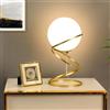 TEKHOME Lampada da tavolo comodino oro con sfera in vetro bianco design moderno lume dorato con cerchi (1) D31