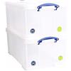 Really Useful Box 2 pezzi da 64 litri - per organizzare e conservare - 710 x 440 x 310 mm - Trasparente