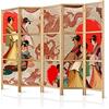 murando - Paravento da Interno 225x172 cm XXL Geisha Drago 5 Pannelli Divisori Stampa Unilaterale su Tela in TNT Separe Divisorio per Ambienti Ufficio Paraventi Decorazioni Legno Elegante p-B-0027-z-c