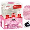 GINMA - Luci Natale LED Interno e Esterno con 8 Effetti Luce, Certificate IP44, Basso Consumo e Impermeabili - Cavo Trasparente (Rosa, 7 Metri (100 LED))