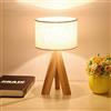 Mengjay Lampada da tavolo in tessuto，Lampada da Tavolo Rotonda in Moderno originale in legno/camera da letto/soggiorno/studio/protezione degli occhi/decorazione/lampada da comodino/E27