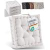 Beautissu Cuscini da pavimento 50x50 cm - Cuscino materasso spesso 10cm - 100% cotone cuscino per sedia da interno e da esterno cuscino da pavimento con maniglia cuscino naturale - Mila