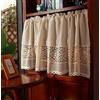 A.Monamour Corta per Finestra Piccola Rustico Beige Cotone Lino Pizzo Uncinetto Semi Trasparente Tenda da Cucina Bistrot Caffè Mezza Tenda a Vetro a Pannello Porta