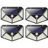 YASTA Applique Solare Da Esterno Lampade Con Sensore di Movimento, Luce Esterna LED IP65, 100LED 4PZ Luce Fredda Crepuscolare