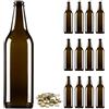 Firmadigaranzia srl 40 Pz Bottiglia Birra VETRO vuota 660 ml LONGNECK in vetro di colore abra Completa di Tappo Corona 26 mm - KIT per fare la birra ARTIGIANALE - Bottiglie birra vuote comprese di tappi