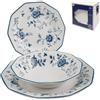 Churchill James Sadler&Sons Servizio da Tavola Rose, 18 Pezzi in Earthenware, Bianco/Blu, Lavabile in Lavastoviglie, Stile Inglese