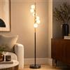 KlkrzJwy Lampada Da Terra Mid-Century A 6 Luci, In Vetro A Globo Da 63, Alta In Marmo Con LED G4 Dimmerabile, Lampada Da Terra In Vetro Smerigliato Per Soggiorno E Studio