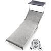 Tex family Telo Mare Lettino in Spugna di Puro Cotone BEDDY Beach © con Tasche Misura CM. 75 X 190 e Zaino Spiaggia - Grigio