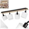 hofstein Lampada da soffitto Alsen, lampada da soffitto moderna in legno/metallo/tessuto in marrone chiaro/nero/bianco, lampada in design scandinavo con paralumi regolabili, 4 x E14, senza lampadina/e
