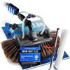 NTG Spazzola di lavaggio telescopica 1,68 - 7 m 3 in 1 con setole extra morbide + panno in microfibra e estrattore con attacco per acqua + dispenser di sapone per finestre, solare (fino a 3,6 metri)