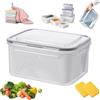 Generic Contenitore per alimenti 4 in 1, contenitori per verdure per frigorifero, contenitori multiuso per frutta grandi con cestello di scarico, per organizzare verdure e cucina (grigio, 3300 ml)