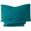 Morbidissimi Set Lenzuola Completo Letto in Flanella 100% cotone felpato Tinta Unita per letto Singolo [ Ottanio]