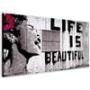 murando - Quadro Banksy Life is beautiful 225x90 cm 5 Pezzi Stampa su tela XXL Immagini Moderni Murale Fotografia Decorazione da parete Quadri Componibili Street Art Urban Murale i-C-0114-b-m
