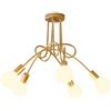 iDEGU 5 Lampade da soffitto Moderno, Vintage Lampadario Lampada da Soffitto Apparecchio E27 Retro per Soggiorno Sala da Pranzo Camera da Letto Hotel Decorazione Interna 70CM, Oro (Senza Lampadine)