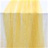 Duories 50 cm x 160 cm, colore giallo, tessuto in tulle per abbigliamento e decorazione, per cucire al metro, trasparente, per matrimonio, in tulle con perla, per il fai da te, compleanno, festa, decorazione