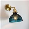QEGY E27 Interno Applique da Parete Vetro Vintage Regolabile Lampada da Parete Industrial Retrò Ottone Lampada a Muro Blu con Base in Metallo per Camera da Letto Corridoio Illuminazioni per Pareti