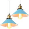 iDEGU Lampada a Sospensione Retrò 22cm Lampada da Soffitto Vintage in Metallo E27 Lampadario a Sospensione Moderno Stile Scandinavo Plafoniera per Soggiorno Cucina Camera Ristorante (2 Pezzi, Blu)