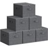 SONGMICS Scatole Portaoggetti con Coperchio, Contenitori Pieghevoli con Maniglie, Organizzatori per Vestiti, Set di 6, 40 x 30 x 25 cm, Tessuto non Tessuto, Grigio Ardesia RZB003G02