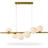 maolo Lampadario Moderno a Sospensione 6 Sfere Vetro Ø13cm | Struttura in Metallo Oro/Grigio/Ambra | Attacco G9 Altezza Regolabile 300-1015 mm | Illuminazione Soggiorno Cucina Sala da Pranzo (Oro)
