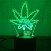 KJsdaADSA Luce notturna a foglia di marijuana 3D, lampada da tavolo a LED Cannabis Weed Night Light Optical Visual Illusion Home Decor Illuminazione Regali per bambini