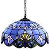 WDBZTJ ZTJ-Lighting Lampadari Barocchi Stile Tiffany, Plafoniera in Vetro Colorato Mediterraneo, Lampada A Sospensione Vintage per Camera da Letto, Soggiorno, Cucina, Isola,Blu,30cm
