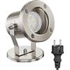 ledscom.de Proiettore per esterni MIBU per uso esterno, acciaio inox, cromo opaco, incl. lampada LED GU10 (bianco caldo, 2.339W, 227lm, 110°)