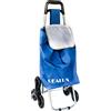 dealux Carrello Per La Spesa Leggero e Pieghevole Shoppy 2.0 Tris Colore Blu Con 6 Ruote e Sistema Saliscale