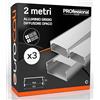 Eurocali Profilo Alluminio per Strisce LED 2 metri con Copertura Opaca - Installazione Superficiale - 17.6 x 6.9mm - Pacco da 6m (3pz)