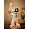 Brubaker Lampada da Tavolo Astronauta - Lampada da Comodino Spaziale da 40 cm con Presa E27 e Spina USB-C - Statua Decorativa del Viaggio Spaziale Dipinta a Mano - Bianco e Argento