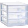 Acan Plastic Forte - Guadiana Cassettiera per Tavolo, 3 Cassetti, Trasparente, Armadio, Bagno, Ufficio (Bianco, 18 x 17 x 21,5 cm)
