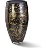 Terroso - Vaso - Vetro nero soffiato a bocca - Aspetto lussuoso, elegante e raffinato - 38 cm di altezza - Effetto marmo - Vaso per fiori