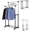 RELAX4LIFE Stand Appendiabiti con Ruote, Appendiabiti da Terra Regolabile in Altezza con Doppia Asta Orizzontale e Ripiano, 4 Ruote Girevoli (2 con Freni), in Acciaio per Balcone (86×43×94-168cm)