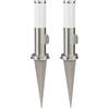 ledscom.de 2x PORU luce di dissuasione con picchetto a terra per esterni, acciaio inox, rotondo, 38,5 cm, presa, incl. lampada E27, 471lm, bianco extra-caldo