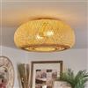 hofstein Lampada da soffitto Bauro, lampada da soffitto moderna in metallo/bambù in oro/natura, lampada dal design boho con effetto luce, ø50 cm, 2 luci, 2 x E27, senza lampadina/e
