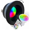 Partenopea Faretto Nero Led da incasso per bagno box doccia e ambienti esterni e interni per cromoterapia con lampada RGBW + luce bianca 5W GU10 con telecomando cambia giochi colore ed effetti