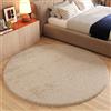 TAPISO Essence - Tappeto a Pelo Lungo, Rotondo, Beige, Shaggy, in Tinta Unita, Morbido, soffice, per Camera da Letto, Soggiorno, cameretta dei Bambini, Certificato Öko-Tex 100 x 100 cm