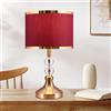 FDOIUTU Lampada da tavolo moderna, base in metallo con sfera di cristallo, paralume in tessuto con bordo dorato, lampada da comodino E27, adatta per camera da letto e soggiorno (rosso)