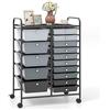 COSTWAY Carrello con 15 Cassetti Impilabili, Carrello di Stoccaggio con Ruote, Carello Portaoggetti per Casa e Ufficio, 63 x 37 x 87 cm (Nero 2)
