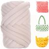 uyeoco Filato Gigante 250g Cotone Grosso Tubolare a Mano Gomitolo di Filato Chunky Yarn per Borse Coperte Cestini Nidi di Animali Domestici Artigianato Fai-da-Te(O27,2 roll(1000g))