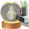 TABSIRAH Gesù di incandescente | Gesù Gesù Glowing Crystal Ball Night Light | di LED con base in legno | Decorazione a di di Gesù Santo Gesù con base in legno