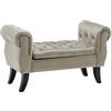 IlGruppone Divanetto in Velluto Panca Contenitore Pouf PortaOggetti Panca Sgabello A Pie di Letto Cassapanca Ingresso Legno Massello Panchina - Beige