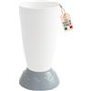 AKITAInk Portaombrelli Vulcano Moderno 27x27x50,5 cm | Porta Ombrelli in Plastica Resistente con Decoro a Onde | Design Elegante e Funzionale per Ingresso Casa o Ufficio (BIANCO)